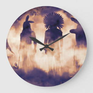 Indigene Krieger: Foggy Ancestral Emergence Große Wanduhr
