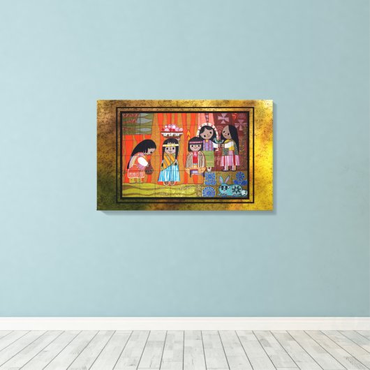 Indigene Leinwanddruck (Insitu (Holzboden))