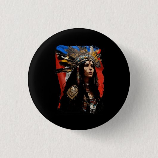 Indigene Taino Woman Puerto Rico Flag Karibik Button (Vorderseite)