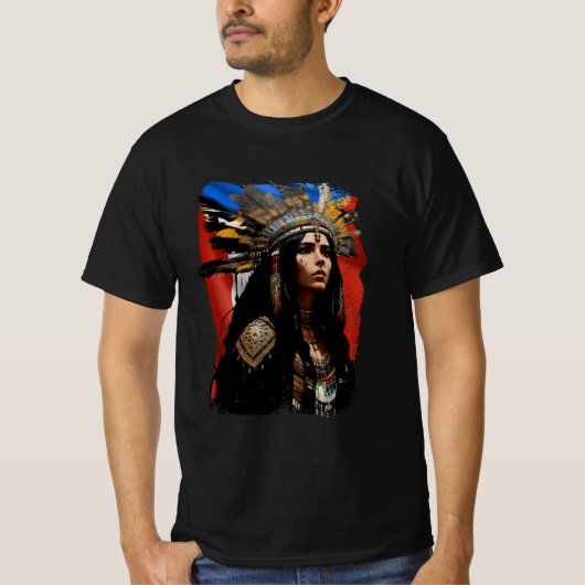 Indigene Taino Woman Puerto Rico Flag Karibik T-Shirt (Vorderseite)
