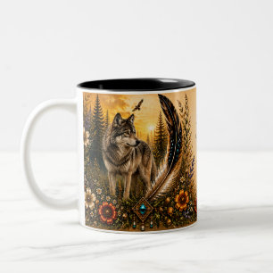 Indigenes-Erbe-Wolf-Tasse Zweifarbige Tasse