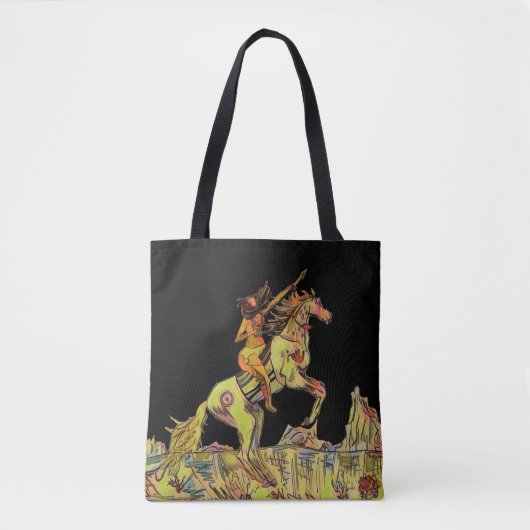 Indigenous Horse Native Indian Tote Bag Black Tasche (Vorderseite)