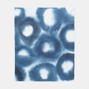 Indigio Aquarell-Druck-Kreise Fleecedecke