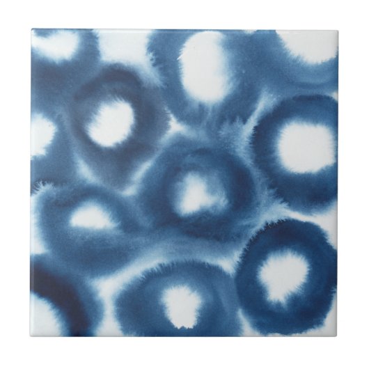 Indigio Watercolor Print Circles Fliese (Vorderseite)