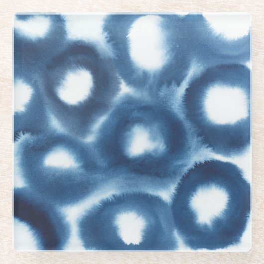 Indigio Watercolor Print Circles Glasuntersetzer (Vorderseite)