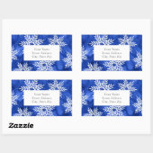 Indigo Abstrakte Wasserfarbenschneeflocken Rechteckiger Aufkleber (Blatt)