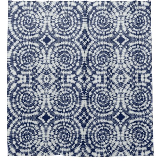 Indigo Abstraktes Muster Duschvorhang (Vorderseite)