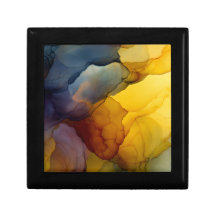 Indigo Amber Alcohol Ink Flow Abstract