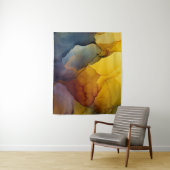 Indigo Amber Alcohol Ink Flow Abstract Wandteppich (Beispiel)