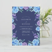 Indigo Amethyst Gemalte Hochzeit Einladung (Stehend Vorderseite)