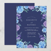 Indigo Amethyst Gemalte Hochzeit Einladung (Vorne/Hinten)