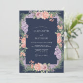 Indigo Amethyst Kranz Hochzeit Einladung (Stehend Vorderseite)