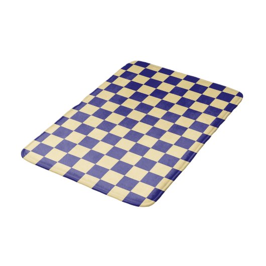 Indigo and butter checkerboard pattern badematte (Schrägansicht)
