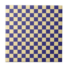 Indigo and butter checkerboard pattern fliese