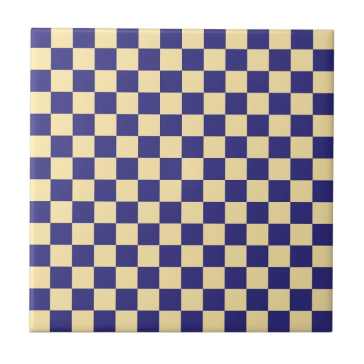 Indigo and butter checkerboard pattern fliese (Vorderseite)