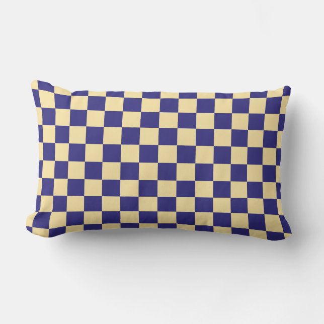 Indigo and butter checkerboard pattern lendenkissen (Vorderseite)