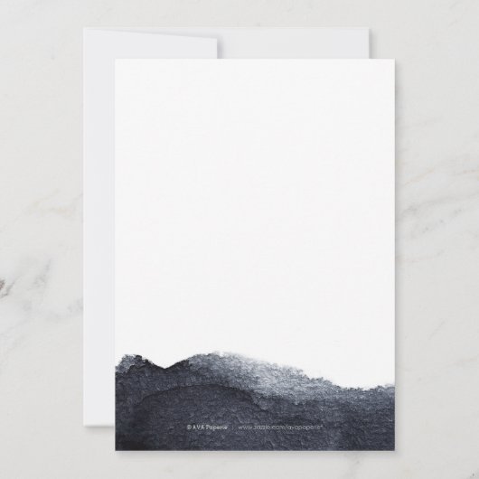 Indigo Aquarell Liebe Moderne Hochzeit Einladung (Rückseite)