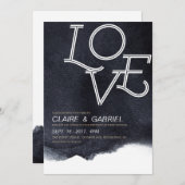 Indigo Aquarell Liebe Moderne Hochzeit Einladung (Vorne/Hinten)