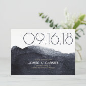 Indigo Aquarell modern, einfach Save the Date (Stehend Vorderseite)