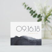 Indigo Aquarell modern, einfach Save the Date Ankündigungspostkarte (Stehend Vorderseite)