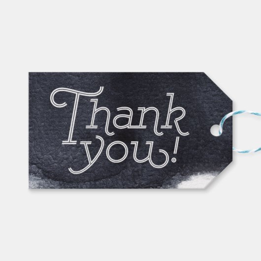 Indigo Aquarell Moderne einfache Hochzeit danke Geschenkanhänger (Vorderseite (Horizontal))