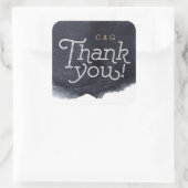 Indigo Aquarell Moderne einfache Hochzeit danke Quadratischer Aufkleber (Tasche)