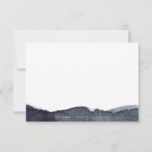 Indigo Aquarell Moderne einfache Hochzeit RSVP (Rückseite)