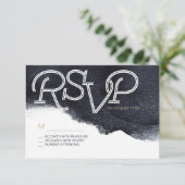 Indigo Aquarell Moderne einfache Hochzeit RSVP Karte (Stehend Vorderseite)