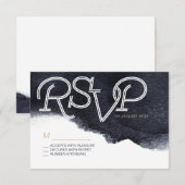 Indigo Aquarell Moderne einfache Hochzeit RSVP Karte (Vorne/Hinten)