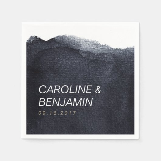 Indigo Aquarell Moderne einfache Hochzeit Serviette (Vorderseite)