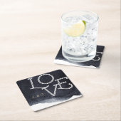 Indigo Aquarell Modernes einfaches Paar Monogramm Rechteckiger Pappuntersetzer (Vor Ort)