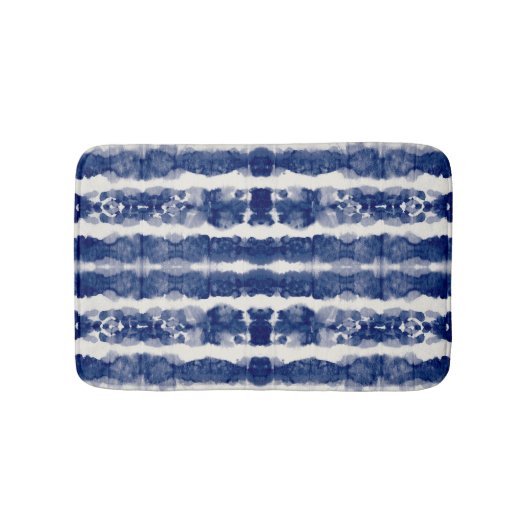 Indigo Art: Abstraktes Wasserfarbenkaos. Badematte (Vorderseite)