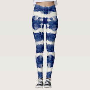 Indigo Art: Abstraktes Wasserfarbenkaos. Leggings