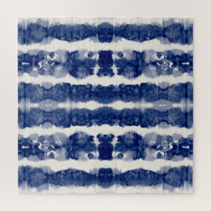 Indigo Art: Abstraktes Wasserfarbenkaos. Puzzle