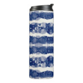 Indigo Art: Abstraktes Wasserfarbenkaos. Thermosbecher (Nach links gedreht)