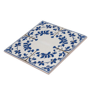 Indigo Azulejo Blau Portugiesisch Lissabon Botanis Fliese
