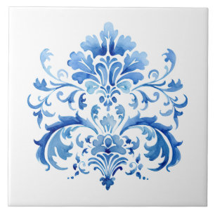Indigo Azulejo Blau Portugiesisch Lissabon Botanis Fliese
