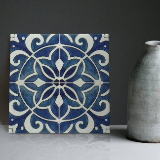 Indigo Azulejo Blau Portugiesisch Lissabon Dekorat Fliese