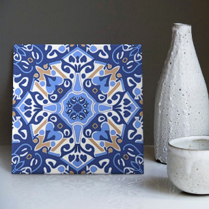 Indigo Azulejo Blau Portugiesisch Lissabon Dekorat Fliese