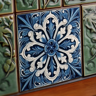Indigo Azulejo Blau Portugiesisch Lissabon Dekorat Fliese
