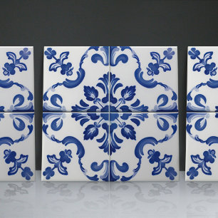 Indigo Azulejo Blau Portugiesisch Lissabon Dekorat Fliese