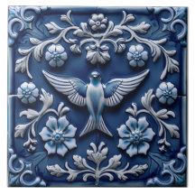 Indigo Azulejo Blau Portugiesisch Lissabon Vogel