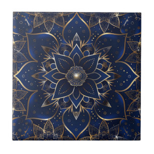 Indigo Azulejo Blue Portugia Mandala Decorative Fliese