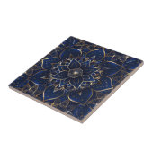 Indigo Azulejo Blue Portugia Mandala Decorative Fliese (Seite)