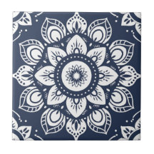 Indigo Azulejo Blue Portugia Mandala Decorative
