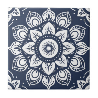 Indigo Azulejo Blue Portugia Mandala Decorative Fliese