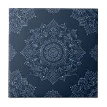 Indigo Azulejo Blue Portugia Mandala Decorative