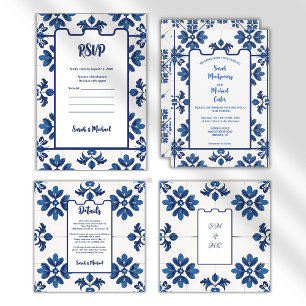 Indigo Azulejo Blue Portugiesische Lissabon-Dekora Einladung