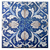 Indigo Azulejo Blue Portugiesische Lissabon-Dekora Fliese (Vorderseite)