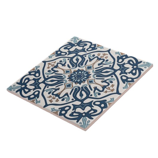 Indigo Azulejo Blue Portugiesische Lissabon-Dekora Fliese (Seite)